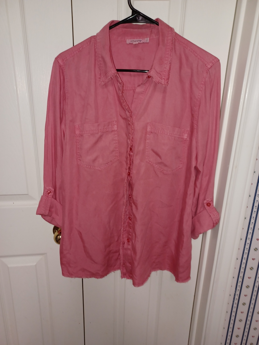 Chico's Pink Button-Front Utility Shirt